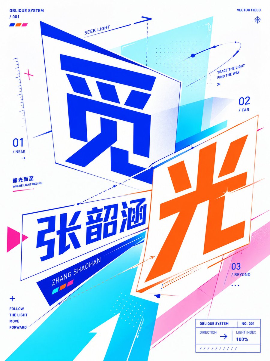 Oblique Planar Typography Poster