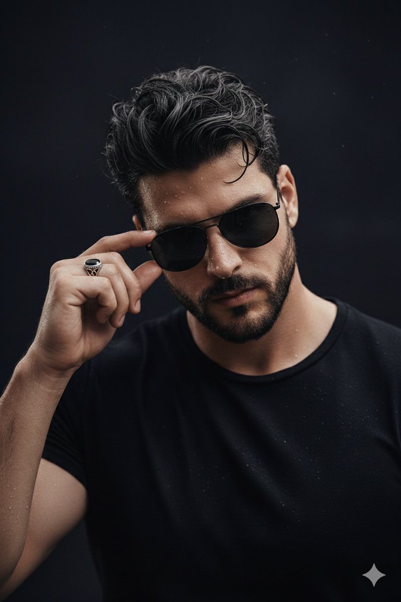 Man With Wet Aviator Sunglasses