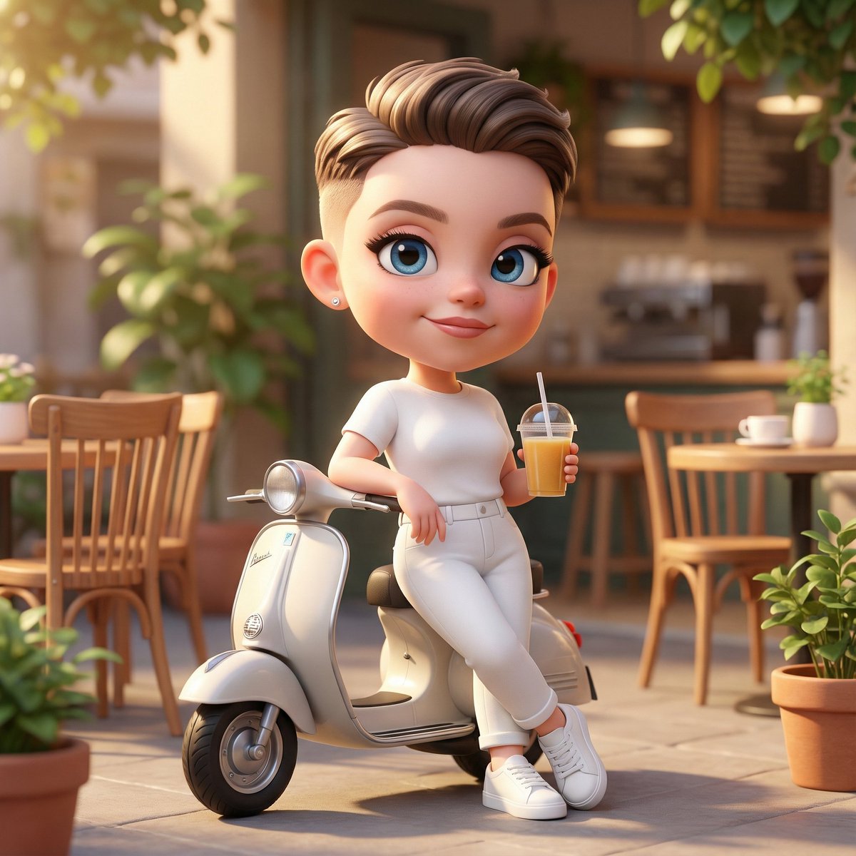 Chibi Character Scooter Scene
