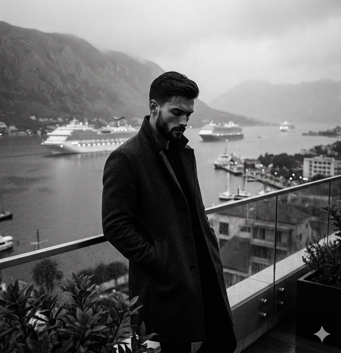 Man Gazing at Cruise Ships