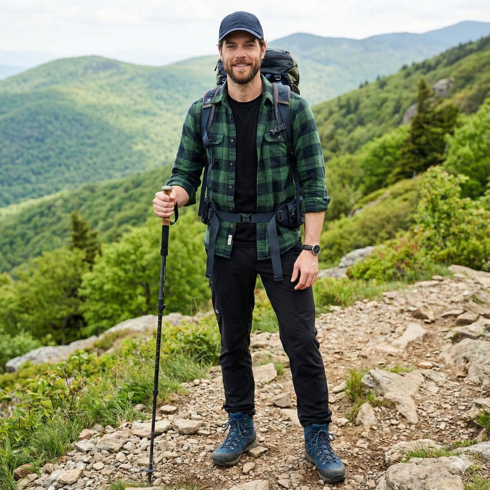 Trekker at Mountain Campsite