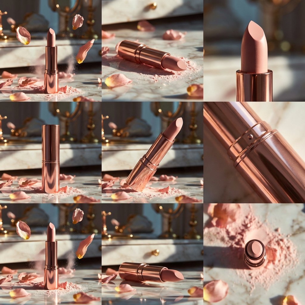 Rose-Gold Lipstick with Petals
