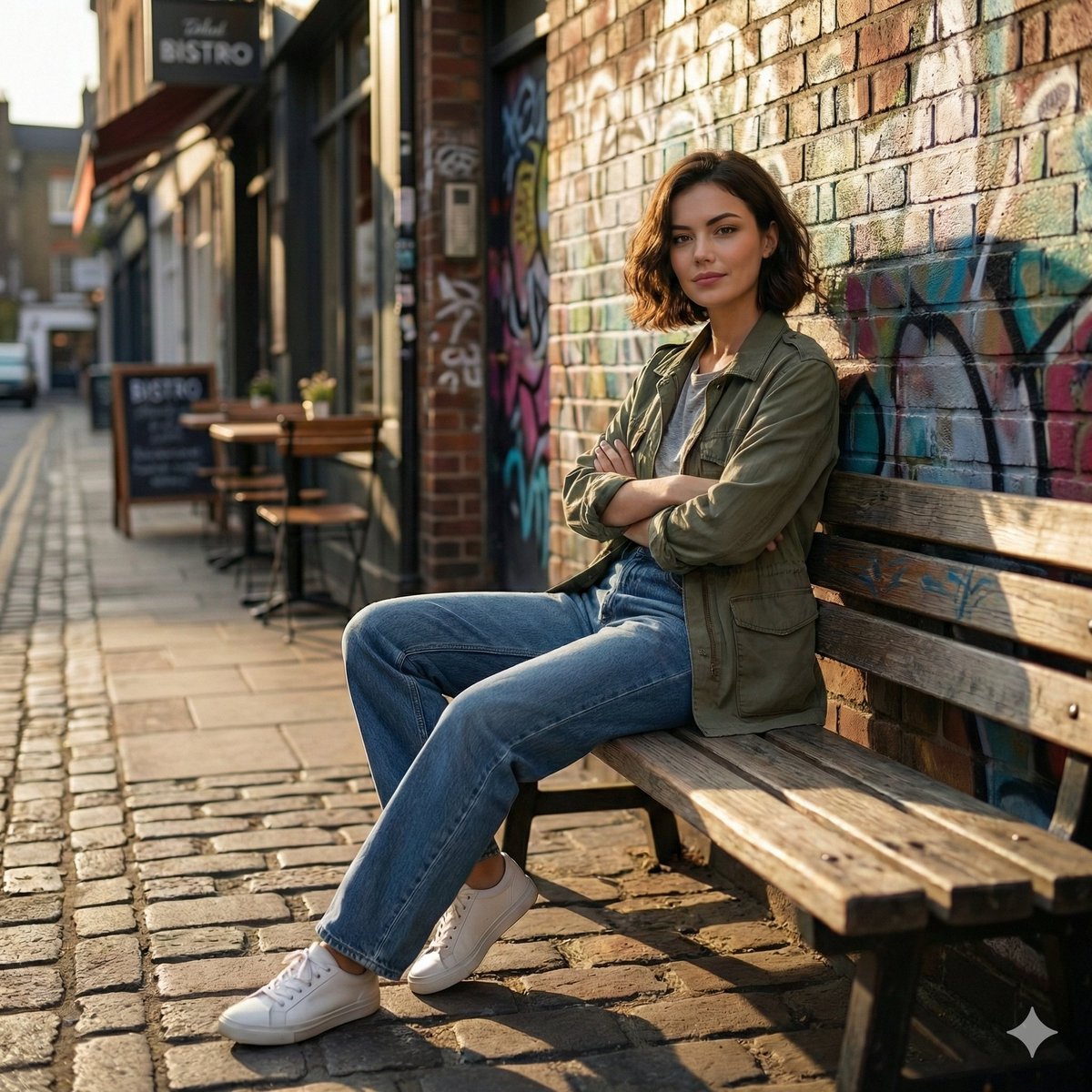 Woman on Bench, Urban Scene