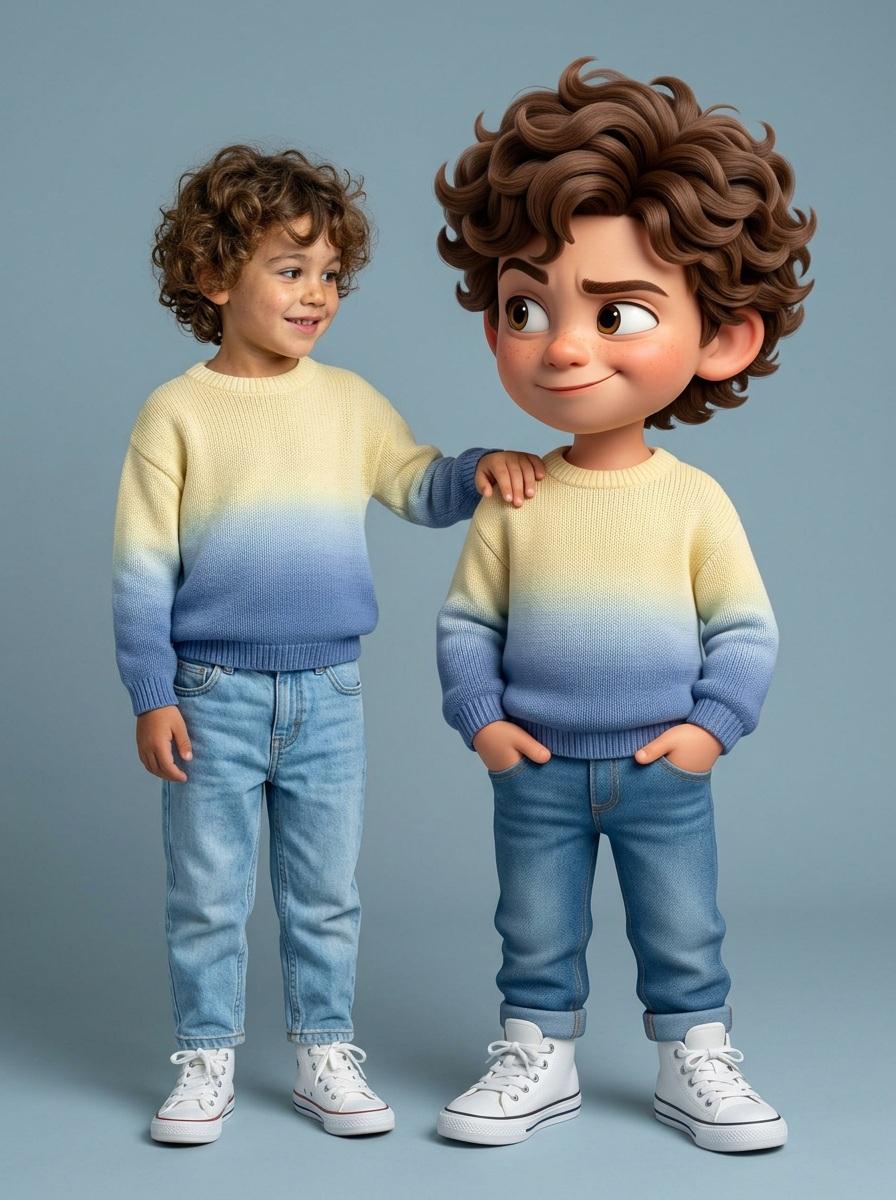 Real Human and Pixar Twin