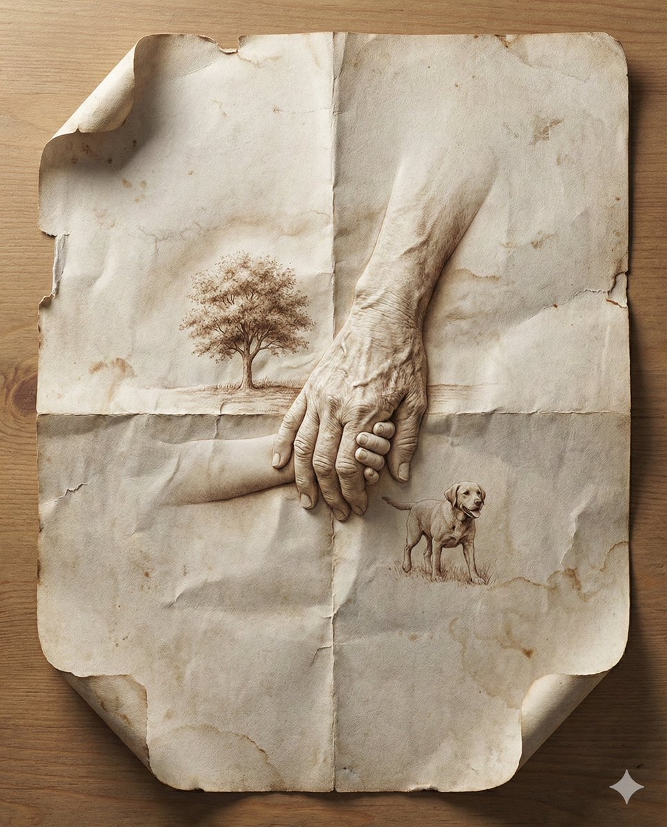 Aged Paper with Scene
