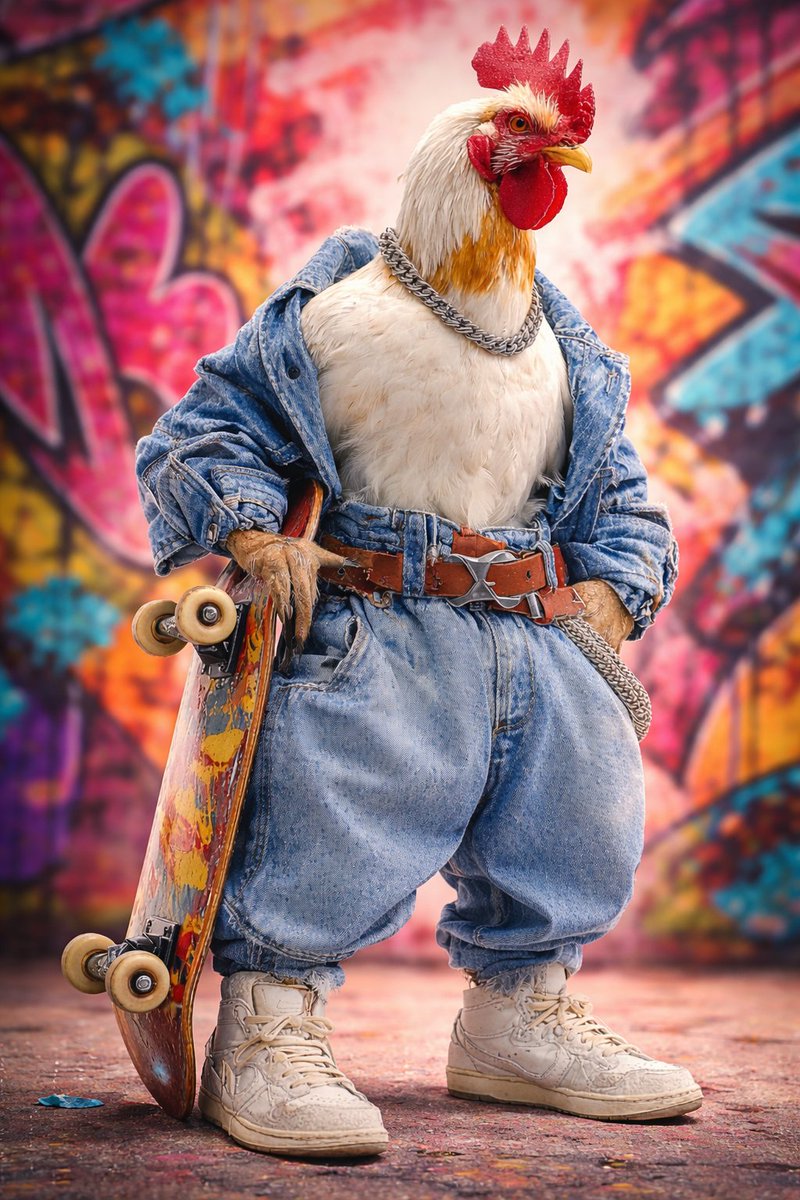 Skater Rooster Studio Portrait