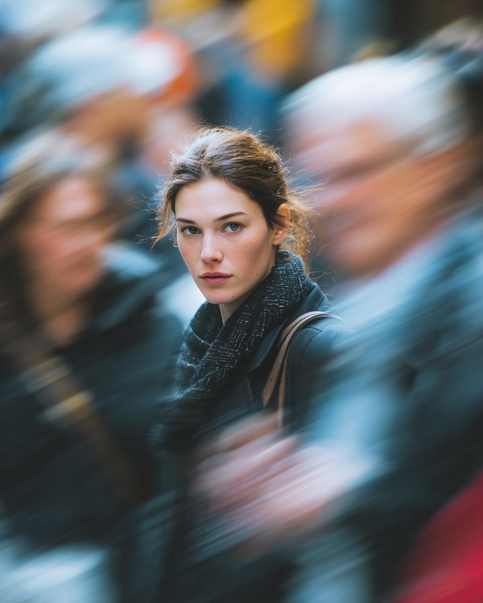 Woman in Crowded City