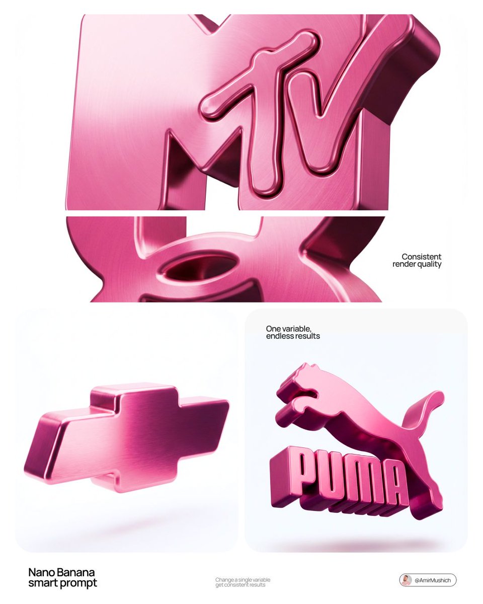 Pink Metallic Logo Sculpture