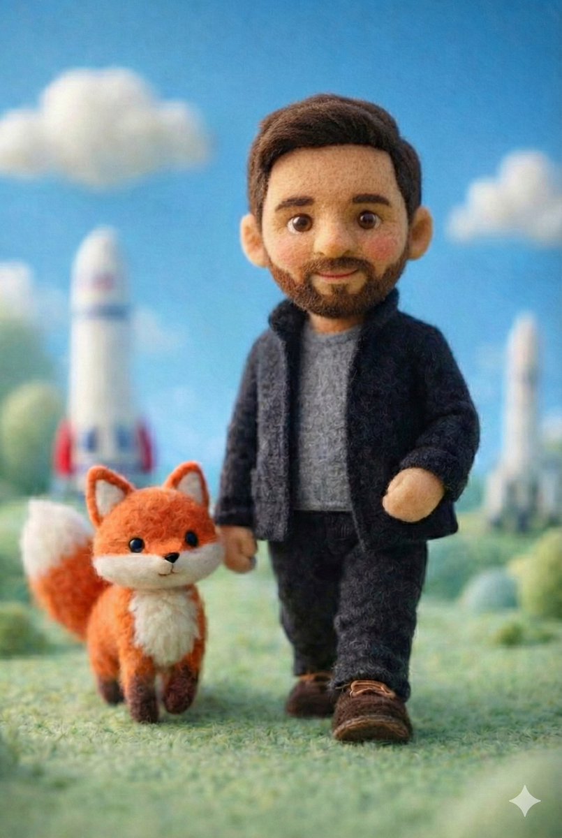 Felt Doll Walking with Fox