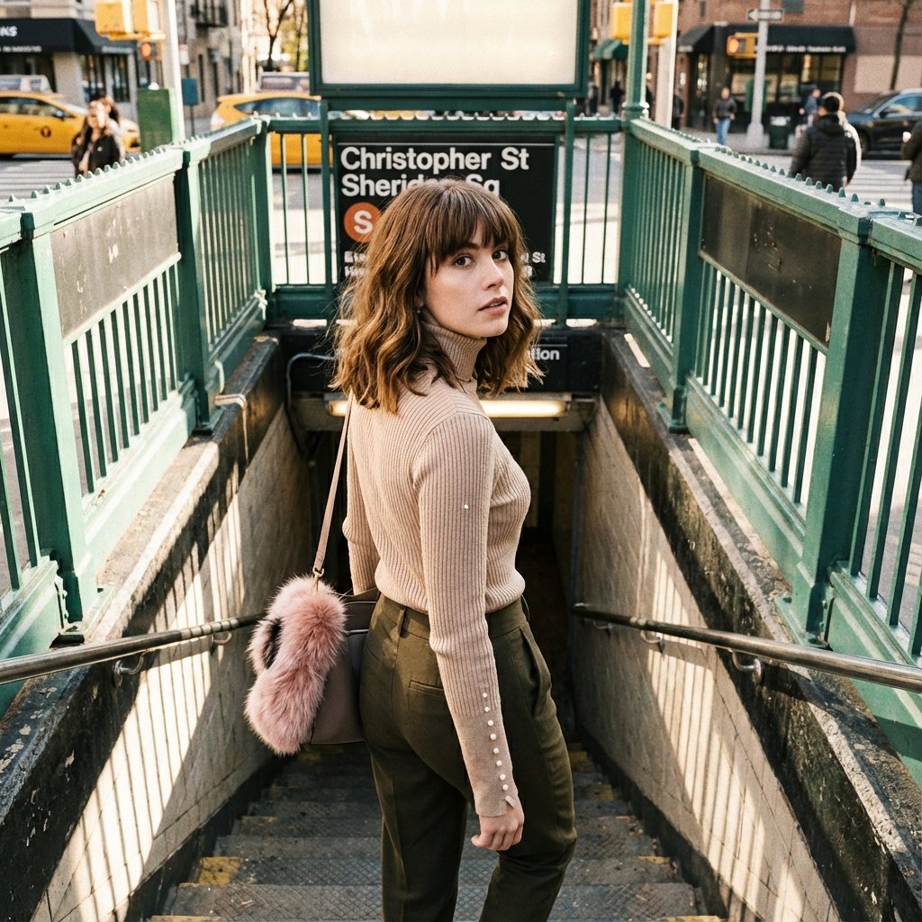 Woman at Subway Entrance