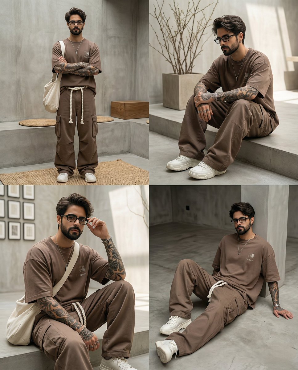 Earth-Tone Minimalist Streetwear Collage