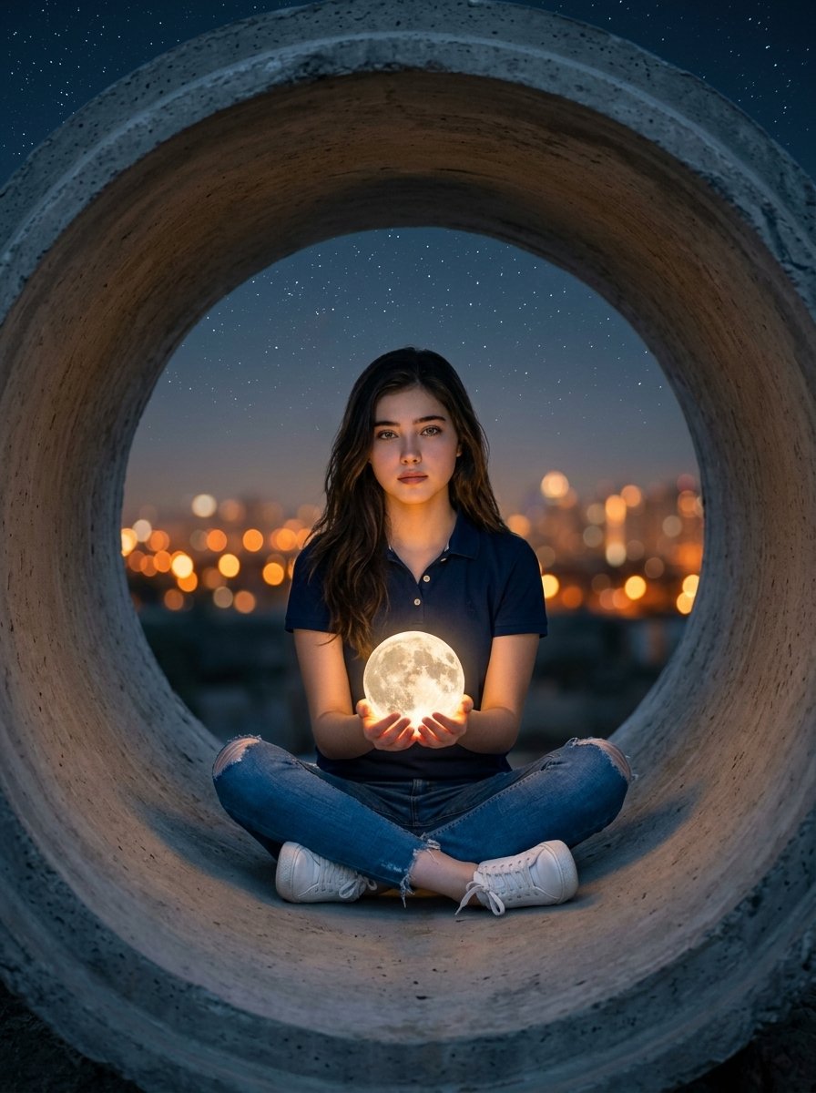 Woman with Moon in Pipe