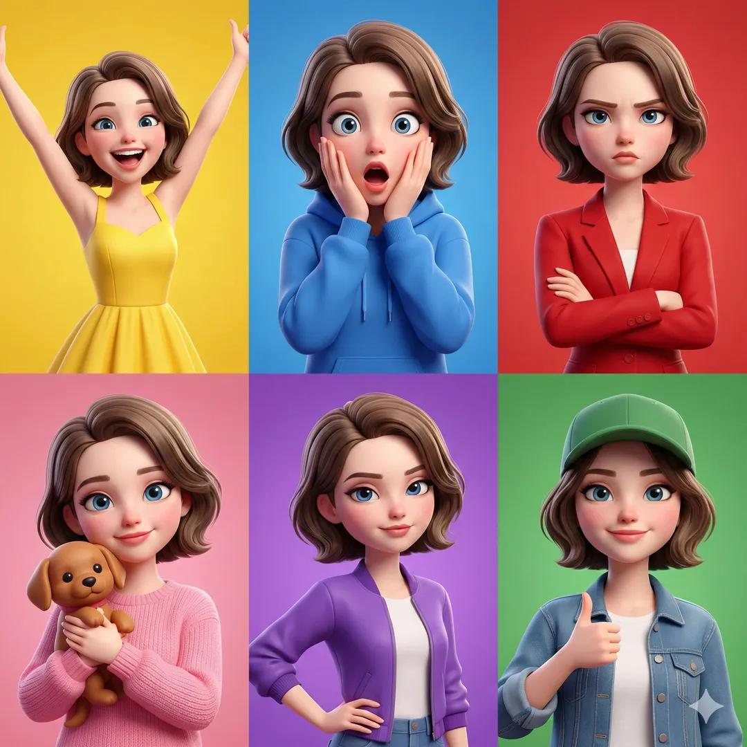 Pixar Girl Emotion Grid