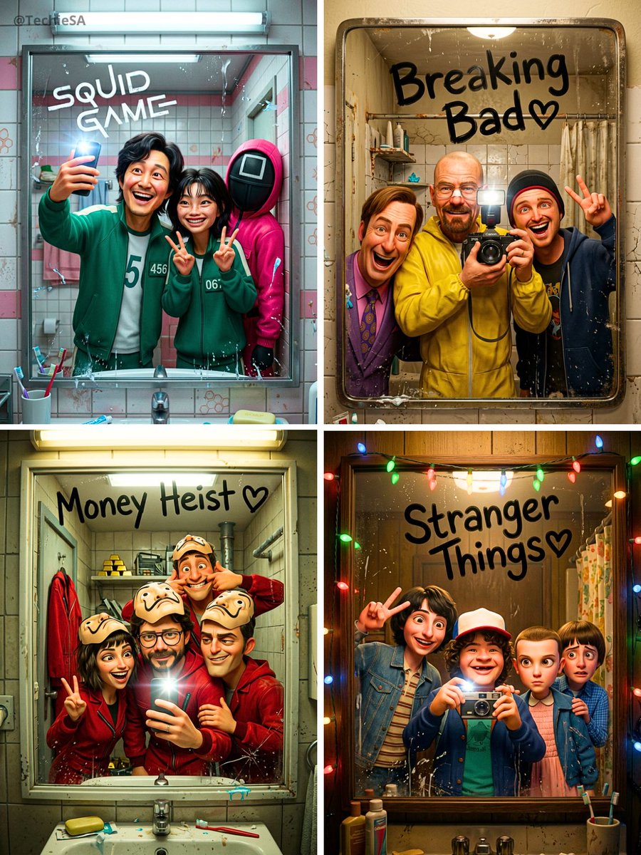 Pixar Characters Bathroom Selfie