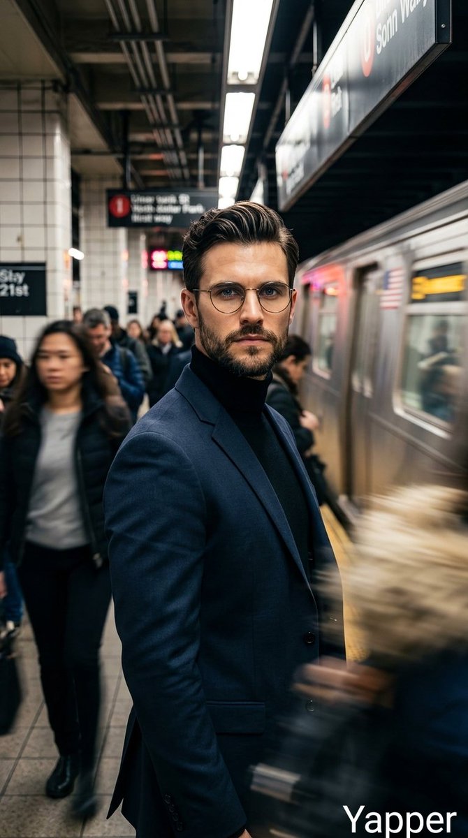 Stylish Man on Subway Platform