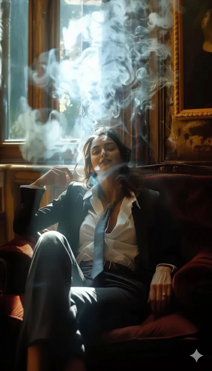 Woman in Suit with Cigarette