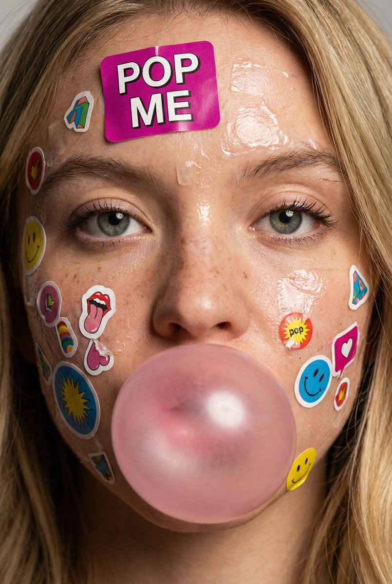 Young Person with Colorful Stickers