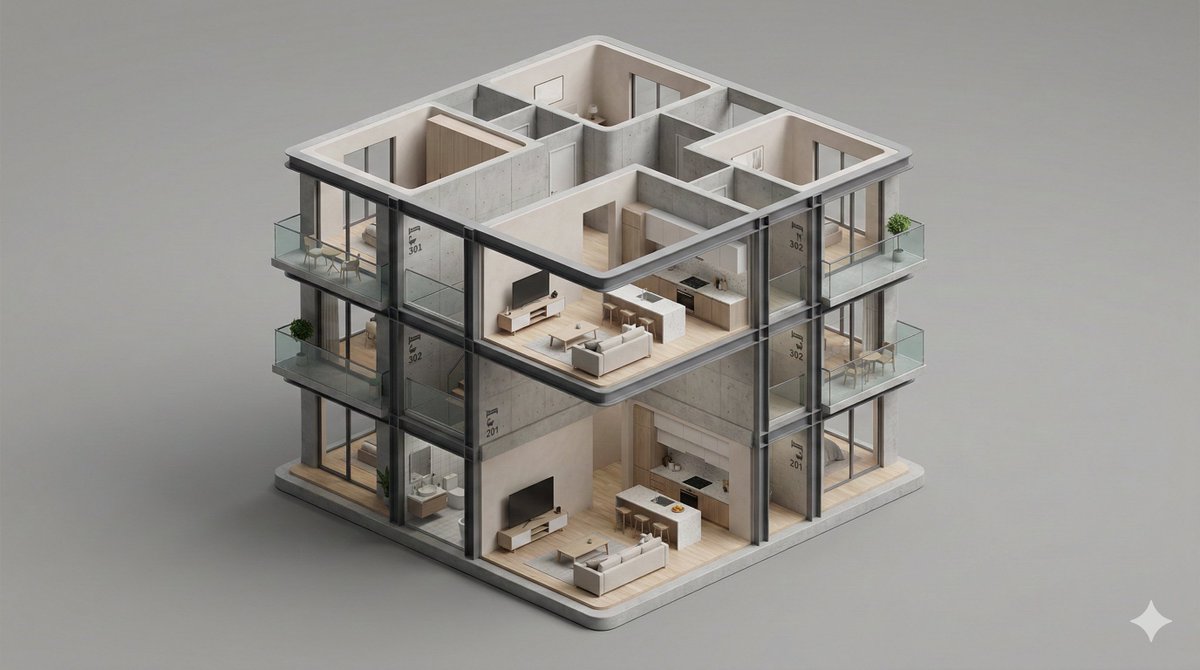 Isometric Office Building Section