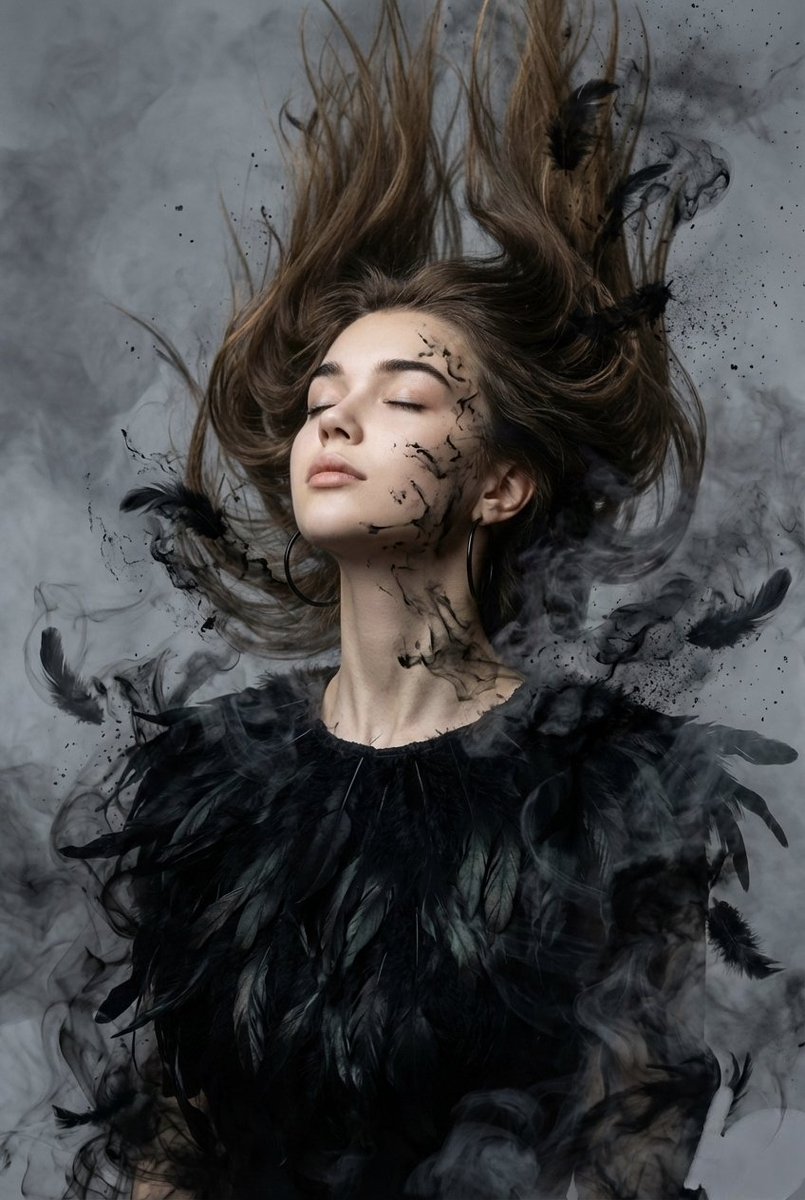 Ethereal Woman's Feathered Freedom
