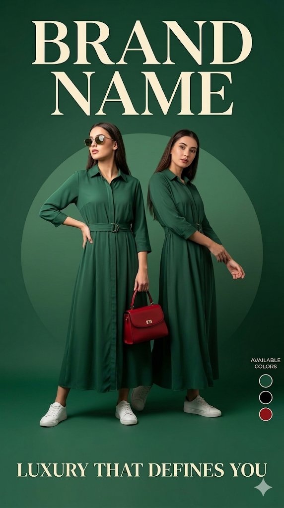Elegant Green Fashion Models