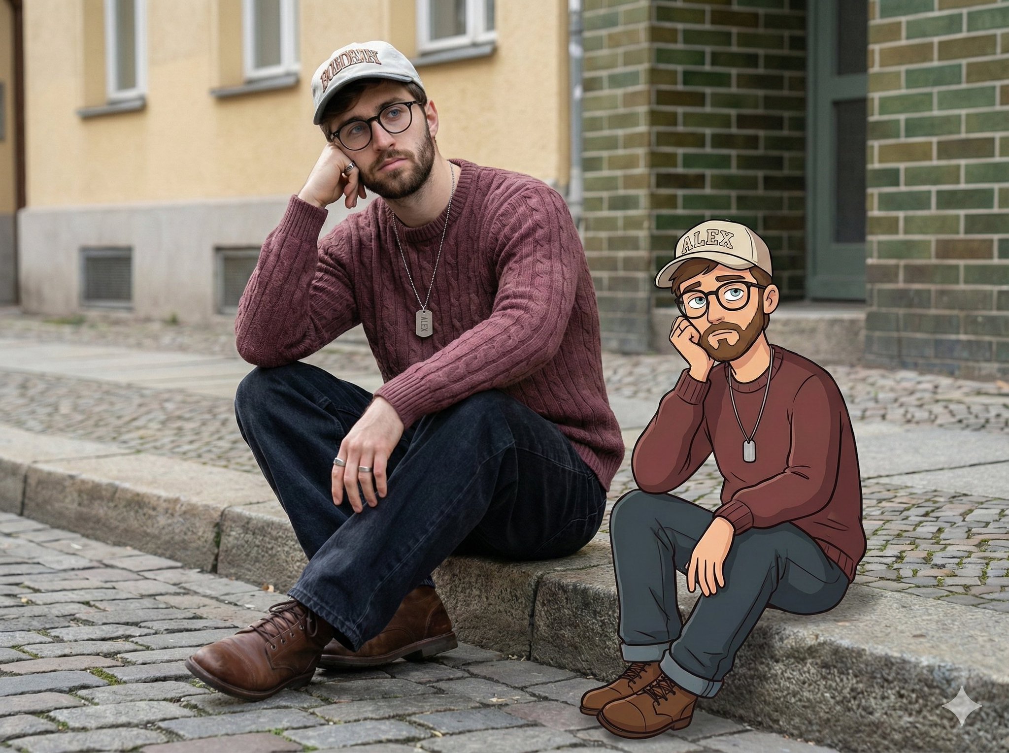 Urban Street Portrait with Cartoon