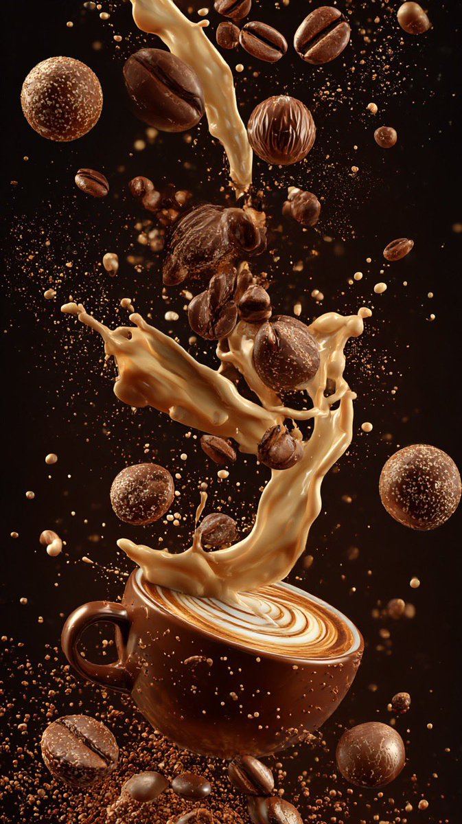 Coffee Elements Suspended in Air