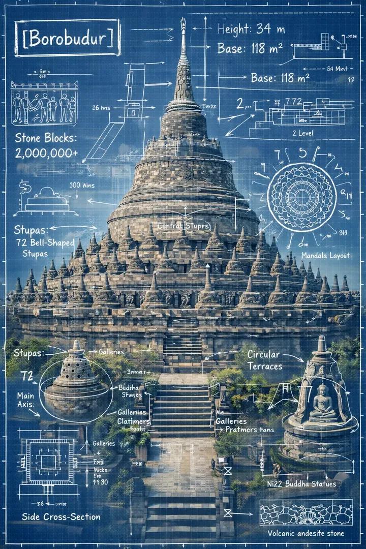 Eiffel Tower Blueprint Infographic