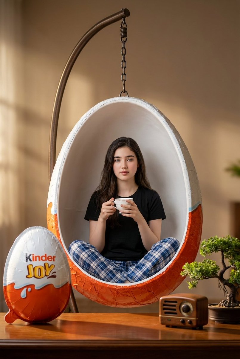 Woman in Kinder Joy Egg