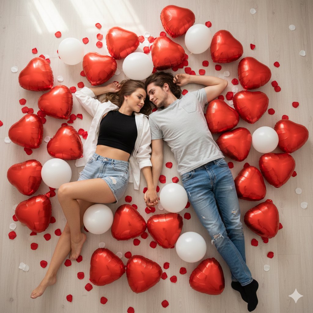 Couple on Floor with Balloons