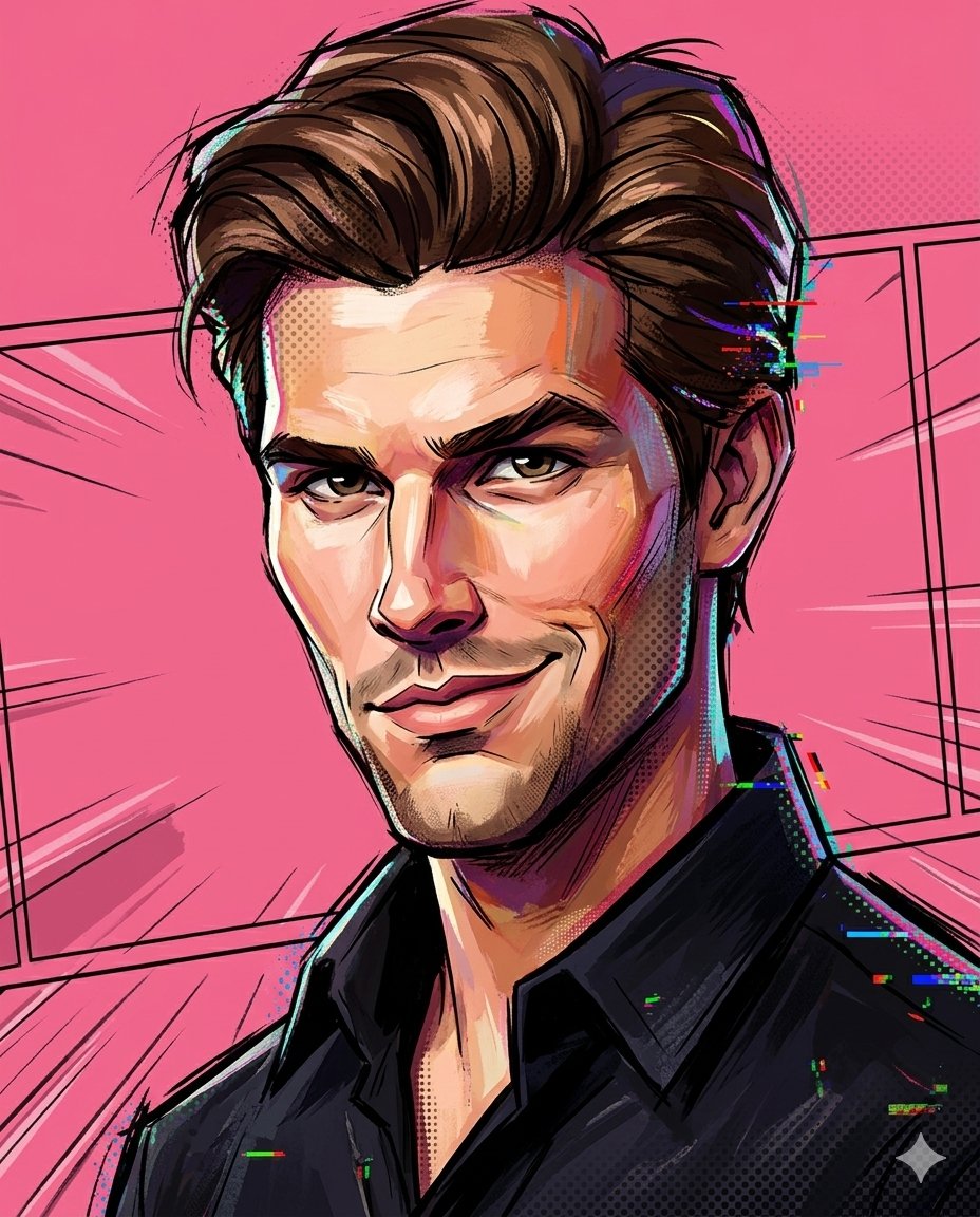 Cartoon Portrait with Distorted Features