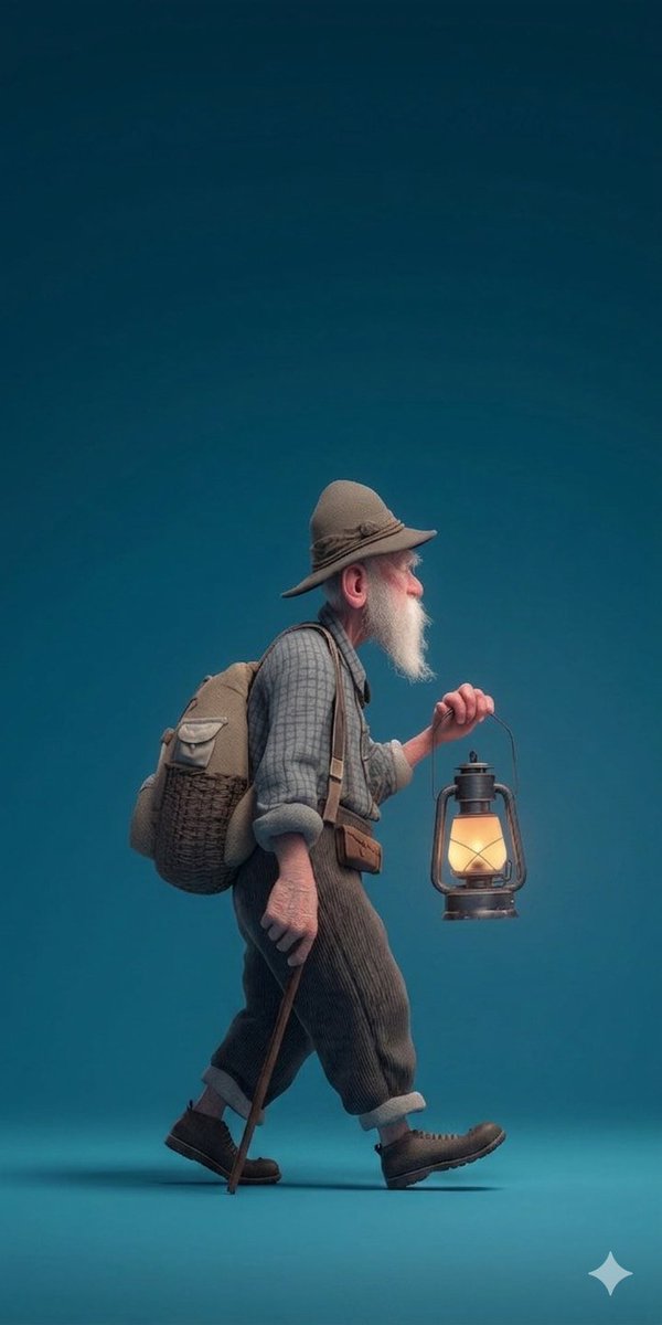 Elderly Hiker Profile Portrait