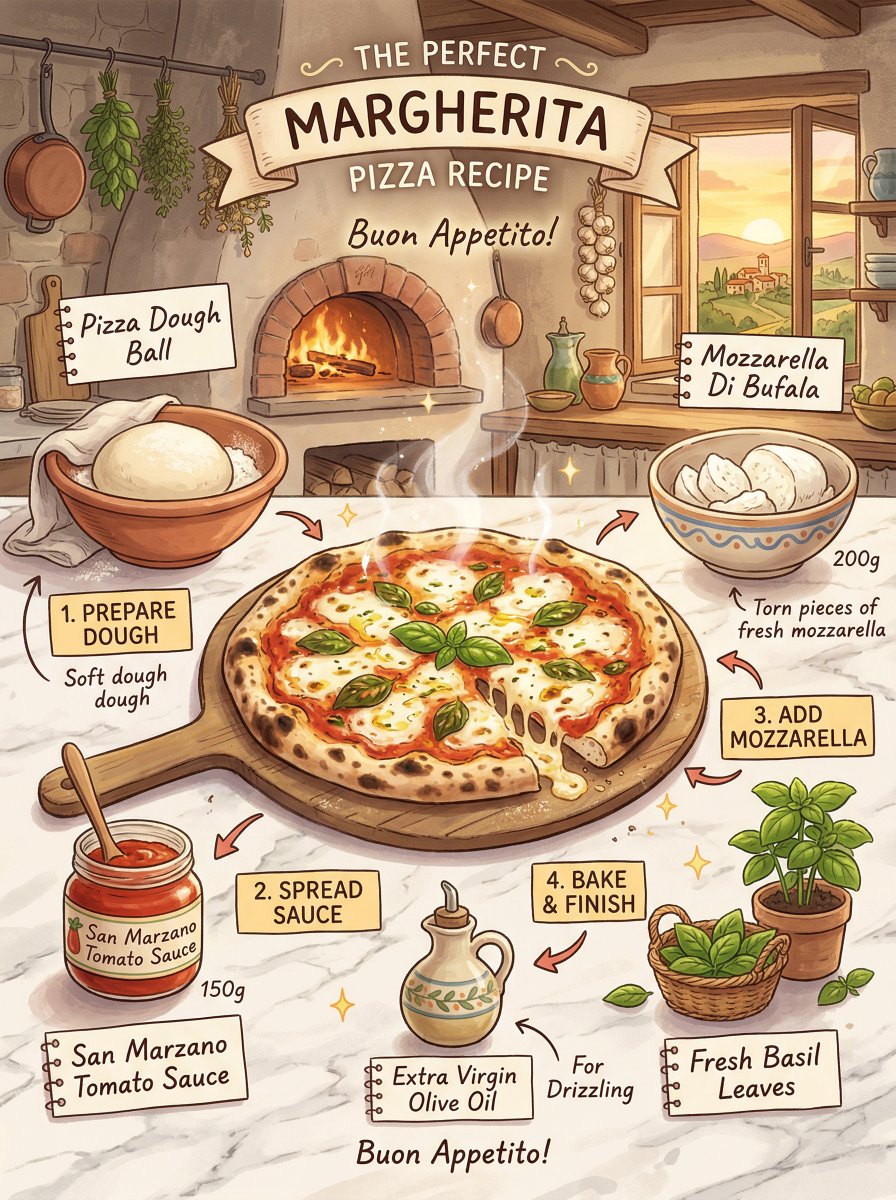 Margherita Pizza Recipe Infographic