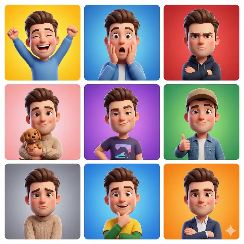 Male Character Emotion Grid