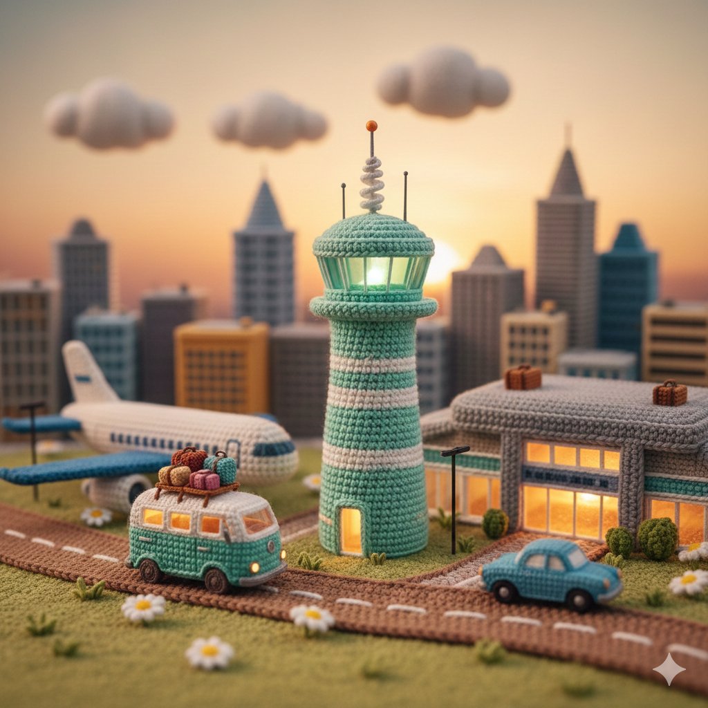 Crochet Airport Diorama Sunset
