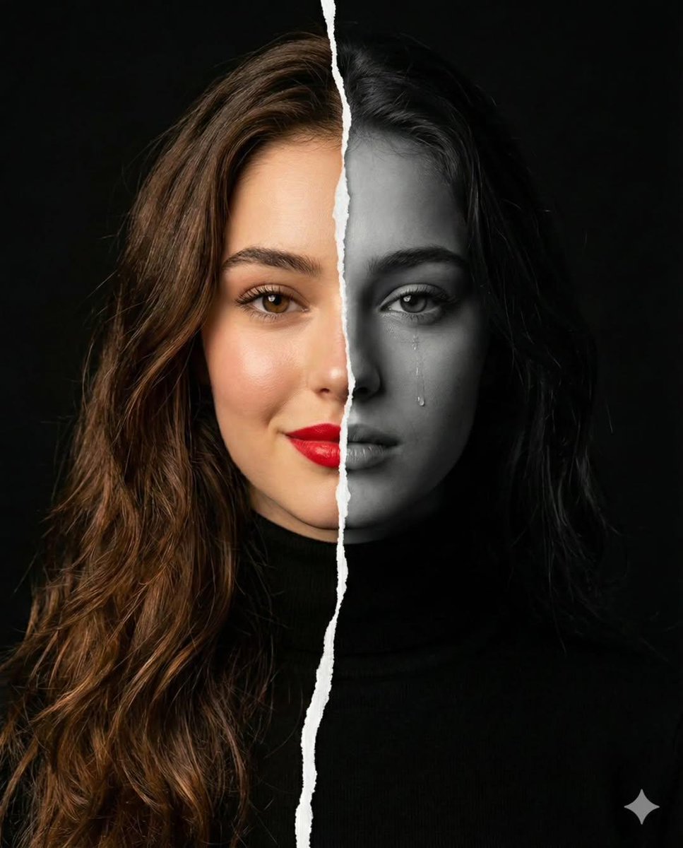 Split Face Portrait Woman