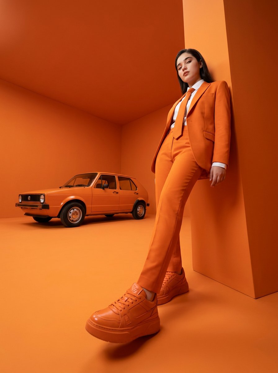 Woman in Orange Suit
