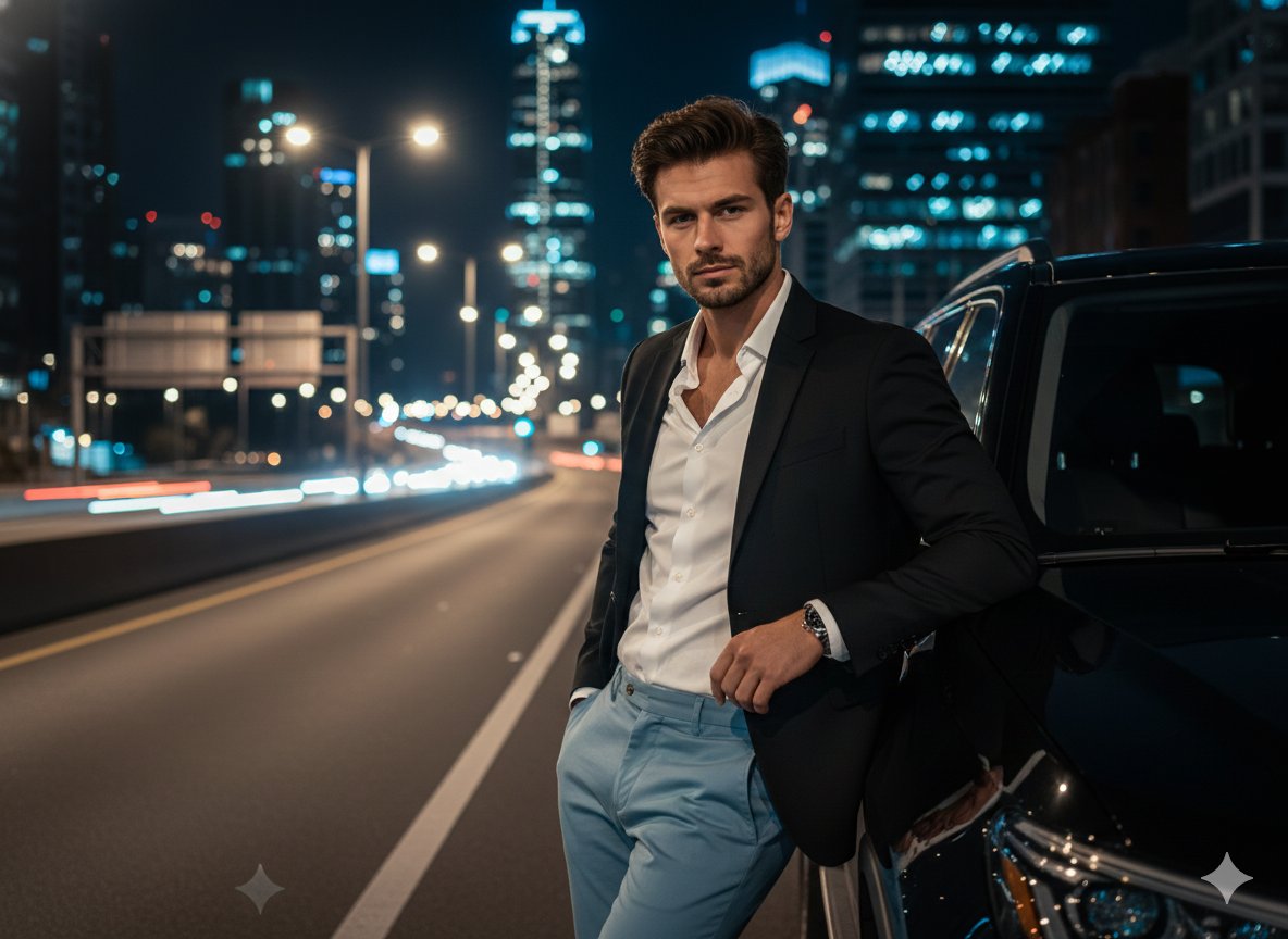 Urban Night Portrait Man SUV