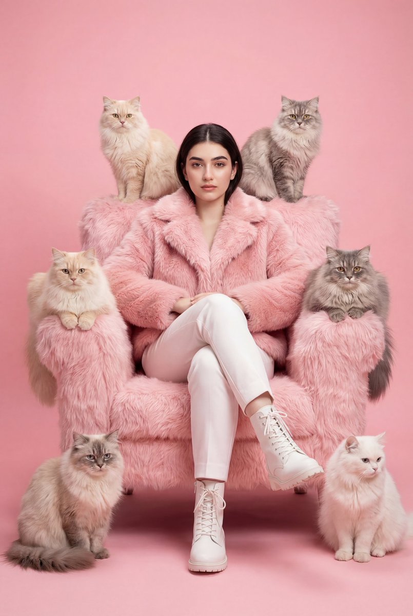 Woman in Pink Faux-Fur