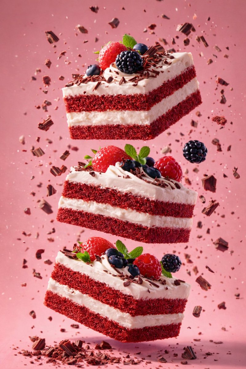 Floating Red Velvet Cake Cube